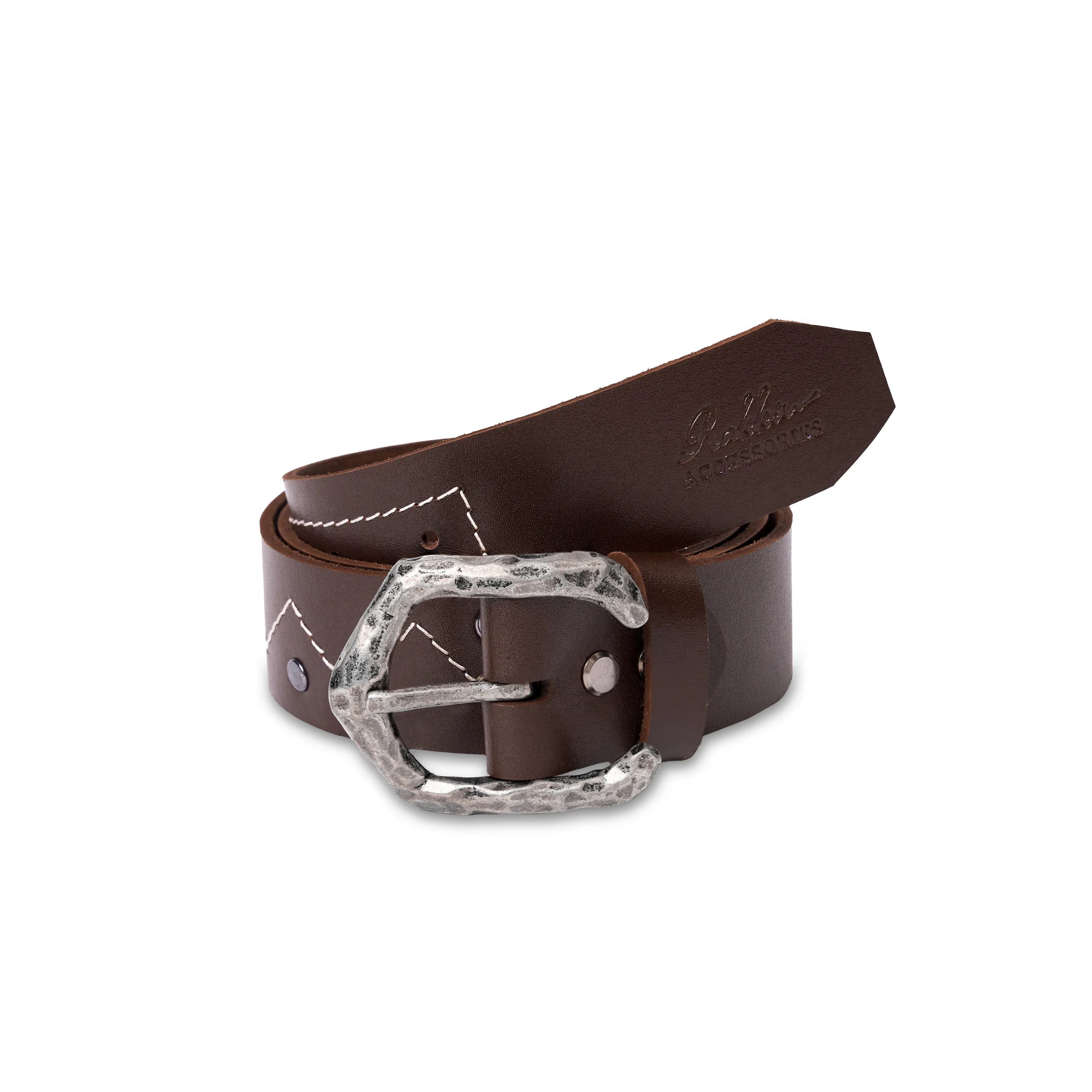FRYE Brown Studs Leather Belt