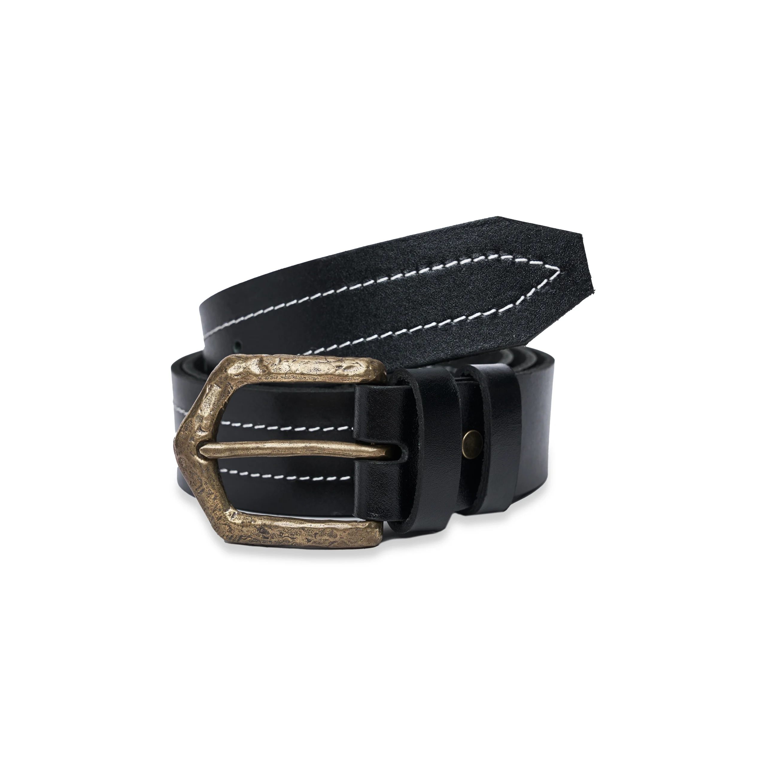 PARALLEL Black Stitch Leather Belt