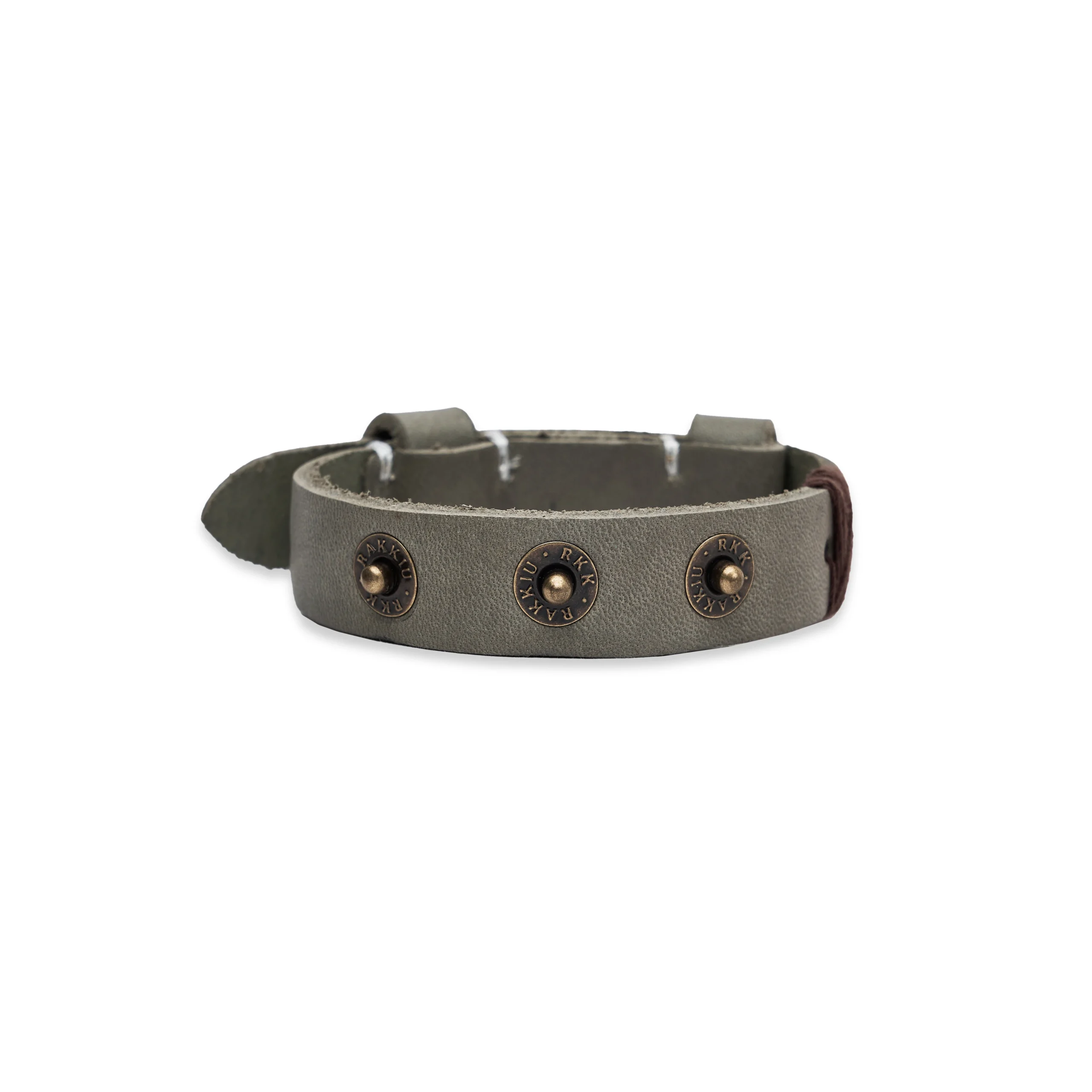 R Gray Leather Bracelet