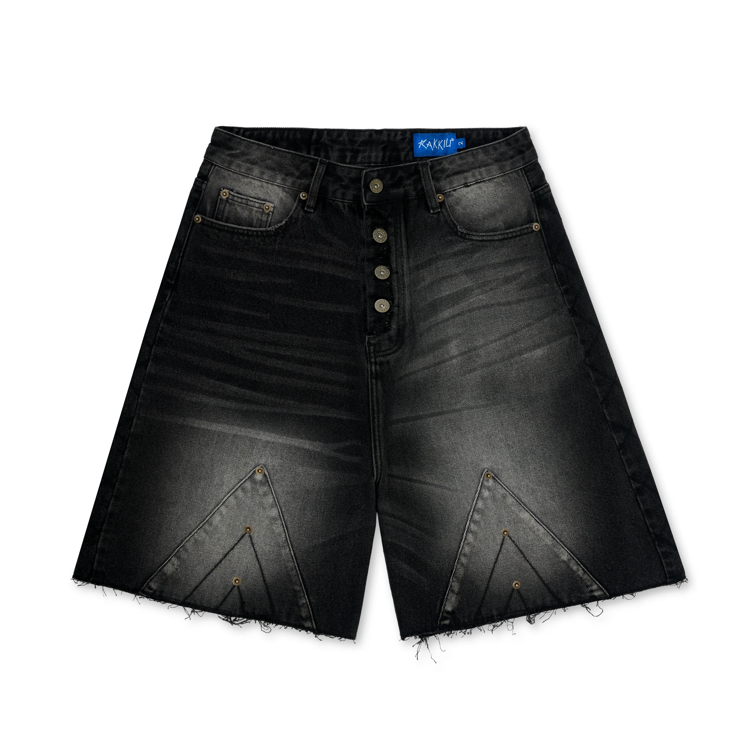 GROUNDED Black Denim Shorts