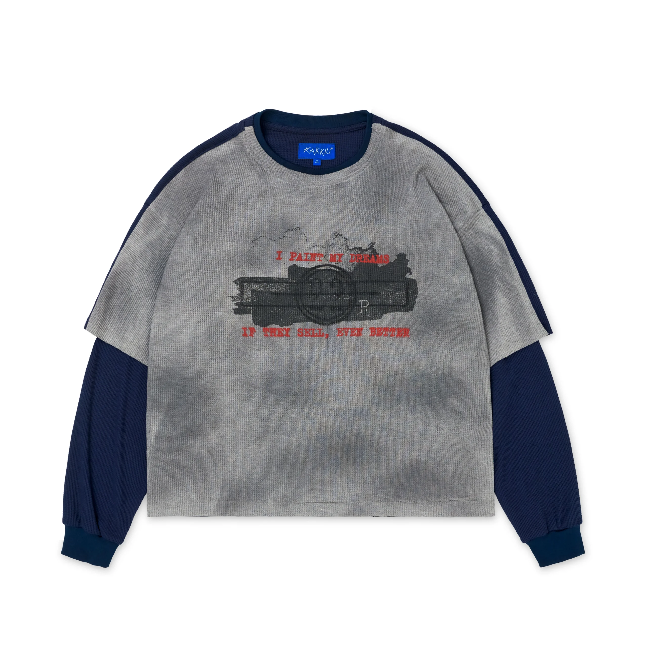 BULLSEYE Gray Navy Long Sleeve