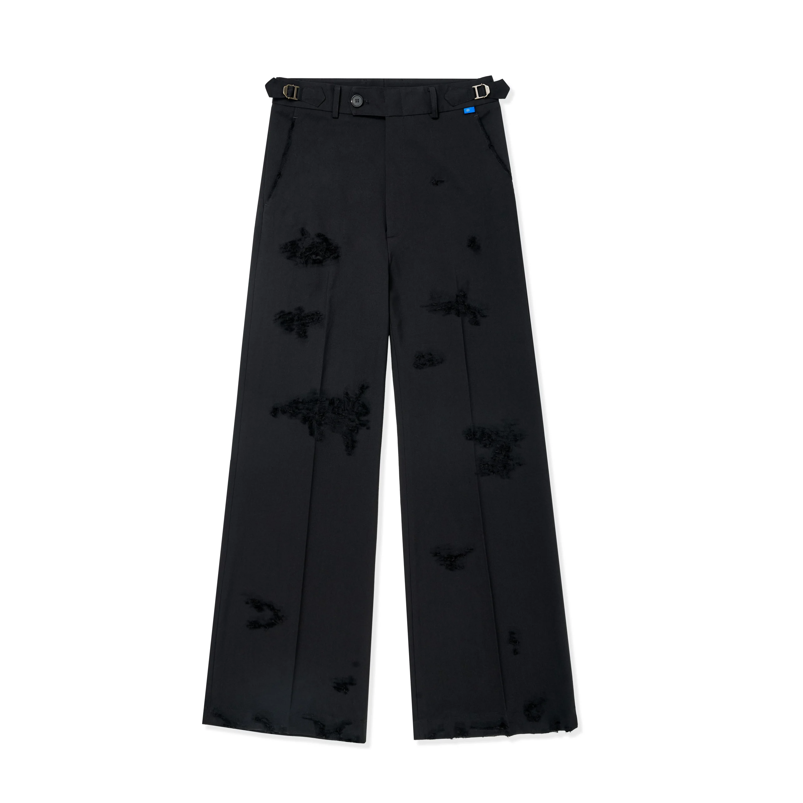 POKE Black Ripped Tailored Pants