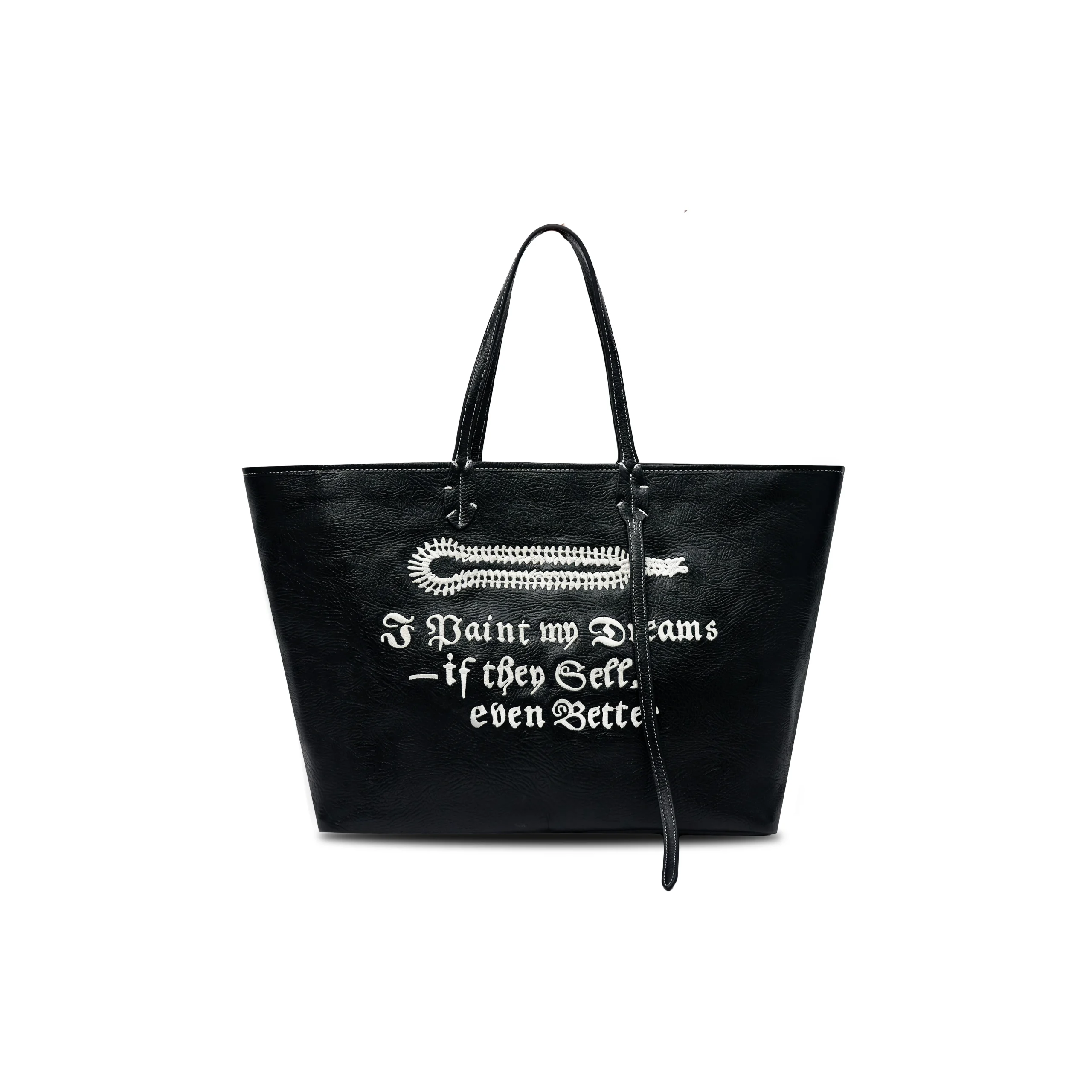 CHEDDAR Black Leather Tote Bag