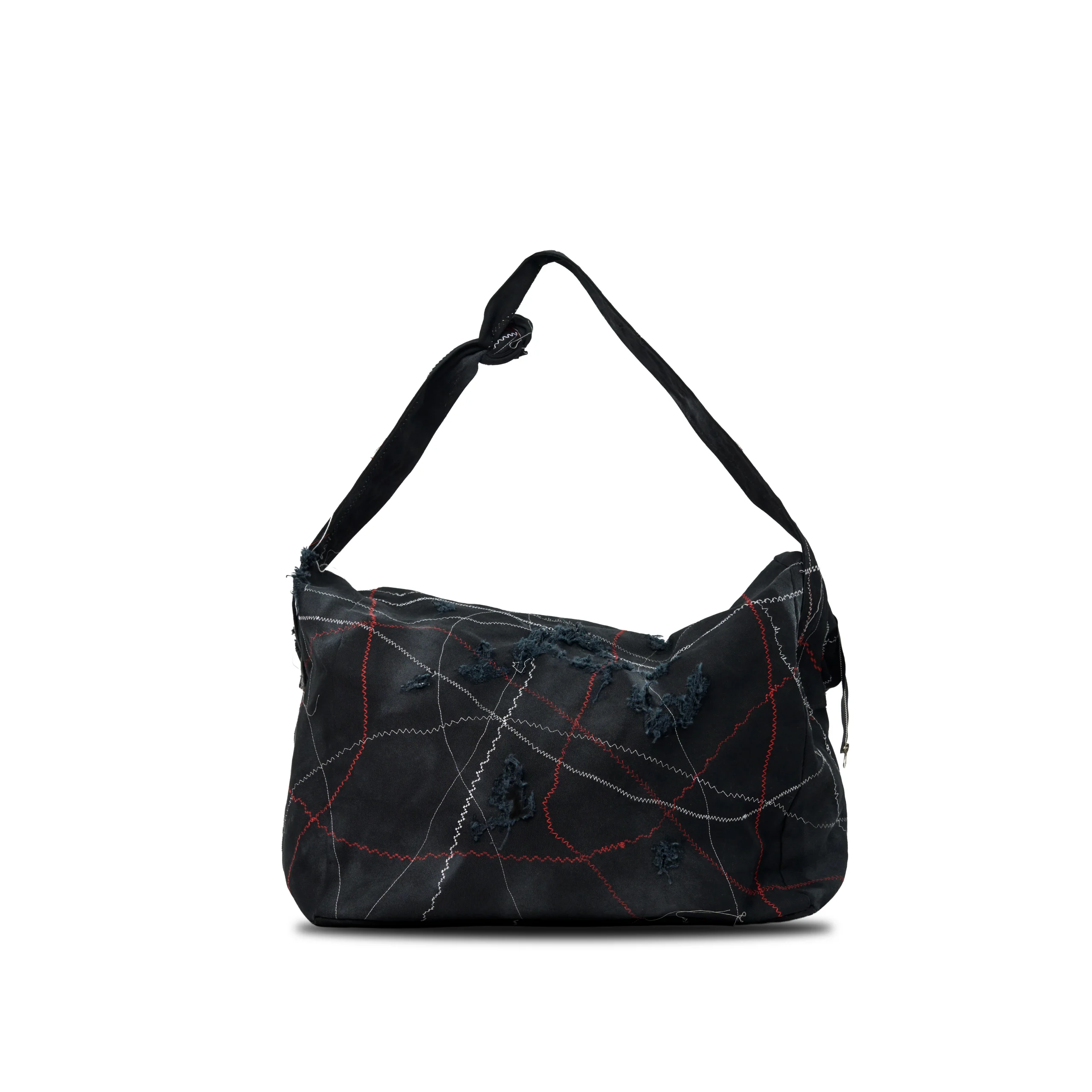FW25 Runway COLOR STITCH BLACK CANVAS BAG